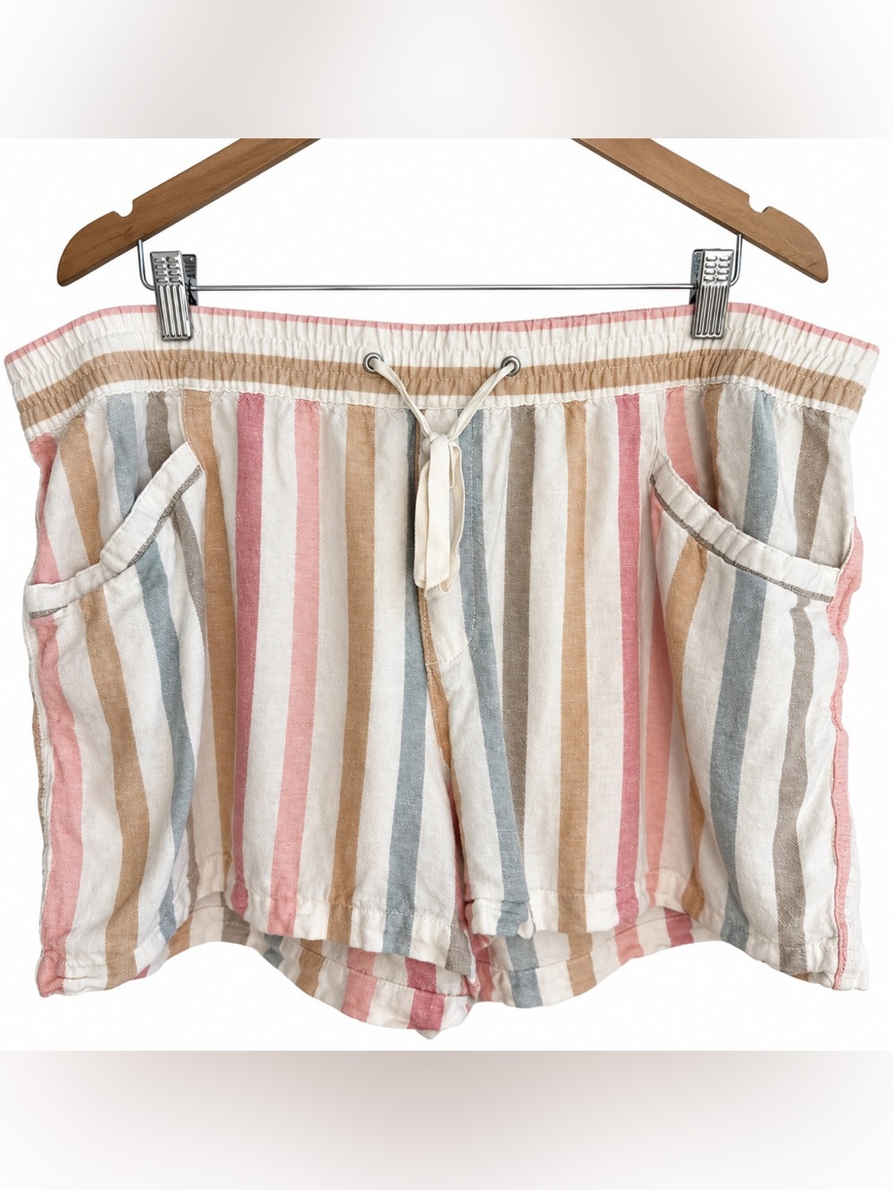 Gap Linen Blend Striped Pull-On Shorts XXL Coastal Grandma Beachy Vacation
